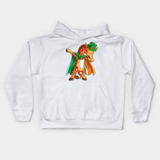 Dabbing Giraffe St Patricks Day Men Leprechaun Irish Kids Hoodie